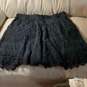 Dark blue lace shorts.